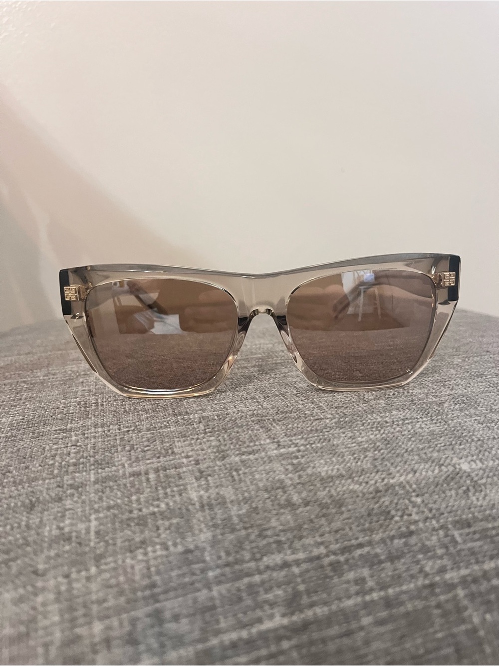 Givenchy Translucent Taupe Frame Sunglasses with Brown Lenses and Gold Accents - Picture 1 of 6